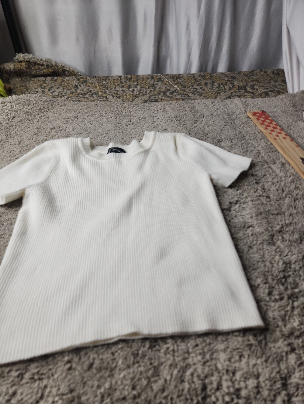Girls' White Ribbed Scoop Neck Tee - Art Class - M(7/8)
